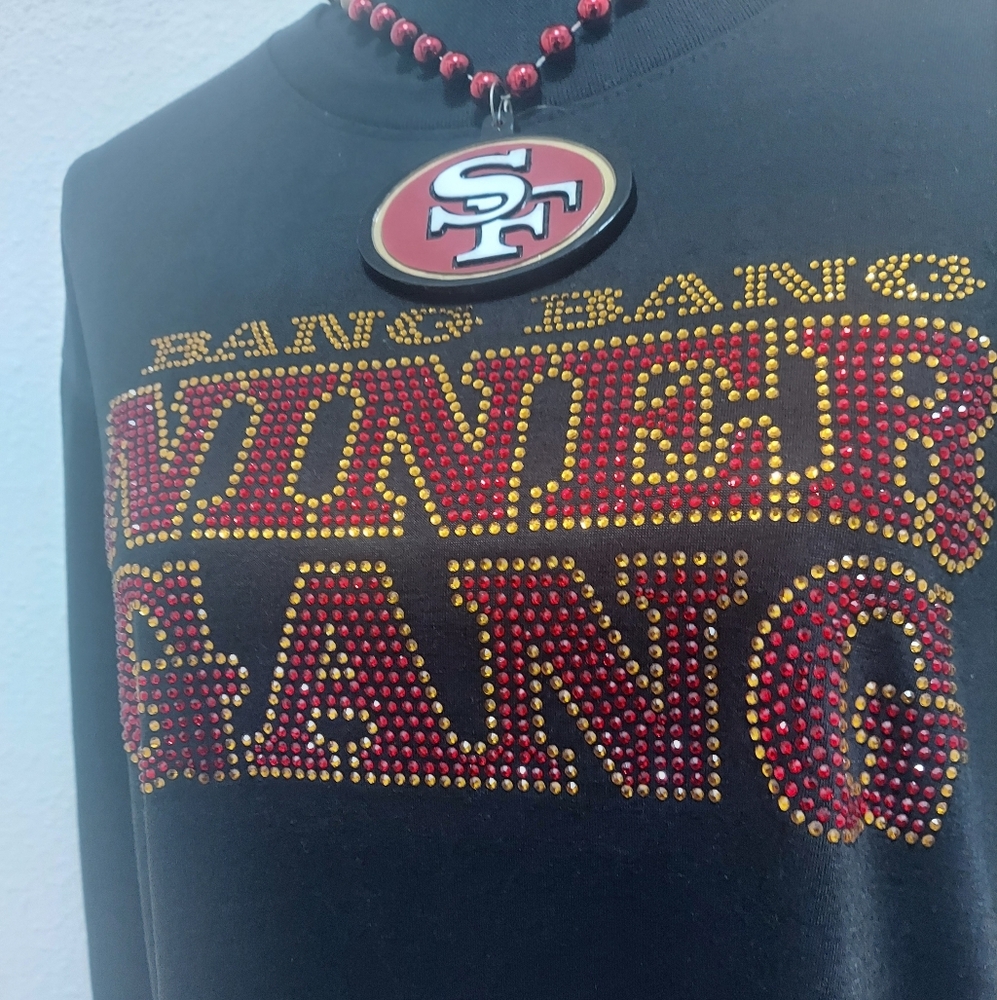 Black 49ers Rhinestone Sweatshirt